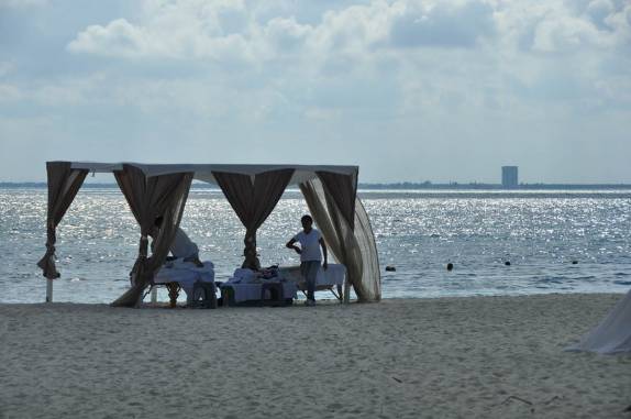 Cenário perfeito para massagens em Isla Mujeres, no litoral sul do México, do lado do Caribe